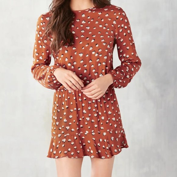 Mud Pie Rust Scribble Dot Stripe Fina Flounce Dress - Picture 1 of 4